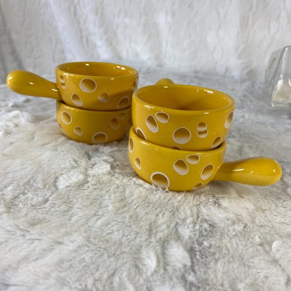 Porcelain Sauce Dishes Chip & Dip Sets Mini Dip Bowl Set with Handle set of 4 - Picture 10 of 13